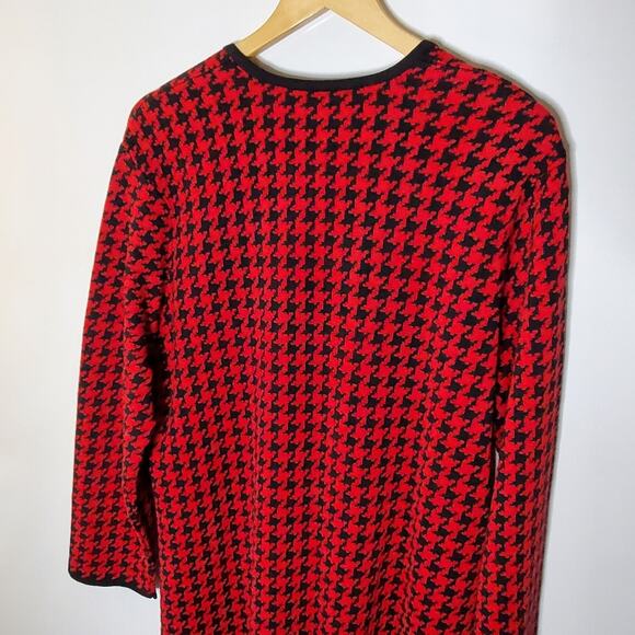 CM Collection Red & Black button up long sleeve houndstooth sweater / Dress  XL - Picture 9 of 10